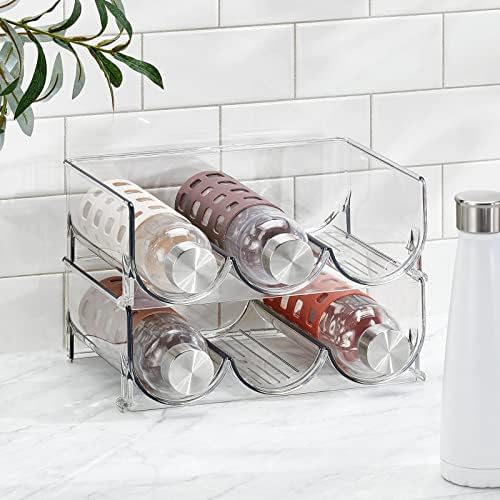 mDesign Clear Stackable 3 Bottle Holder - 4 Pack