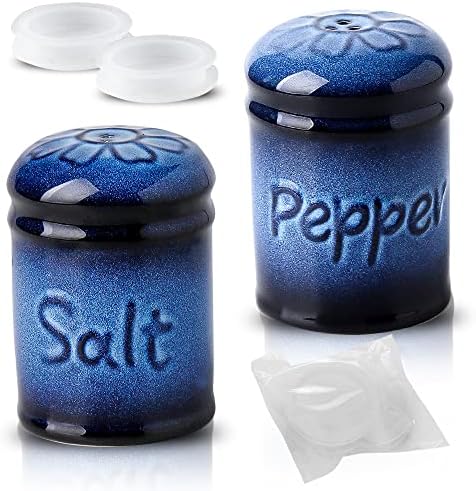 Nihow Ceramic Salt Pepper Shaker Set - 26 Inch Black Blue Set of 2