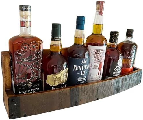 RELODECOR Whiskey Wine Barrel Shelf - Rustic Wall-Mounted Liquor Rack