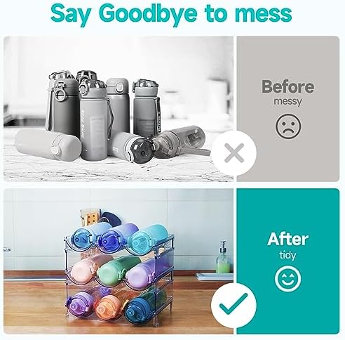 3 Pack Stackable Water Bottle Organizer for Kitchen Storage