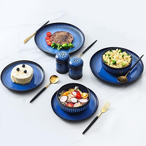 Nihow Ceramic Salt Pepper Shaker Set - 26 Inch Black Blue Set of 2