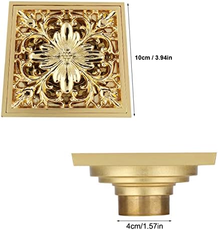 Topyond Brass Square Shower Drain with Antique Design