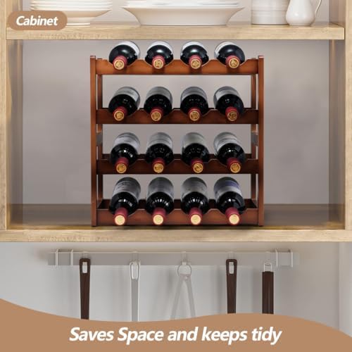 Homevany 4-Tier Bamboo Wine Rack Holds 16 Bottles