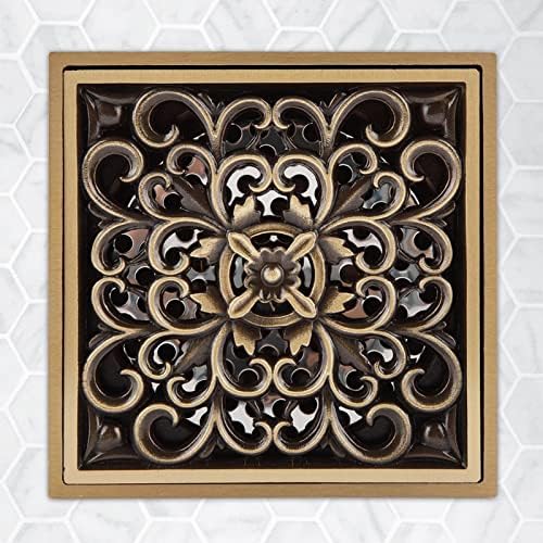 Tomotato Square Drain Strainer Cover Antique Brass 10cm Floor Drain