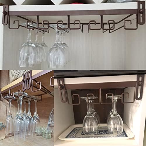WORDFUN Bronze Adjustable Wine Glass Holder 2 Rows or 4 Rows