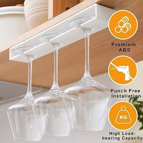 AQJUNONG 2 Pack Wine Glass Holder No Drilling Under Cabinet Rack