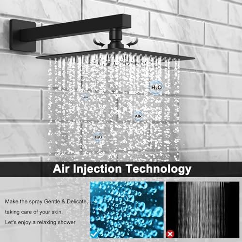 EMBATHER Black Rain Shower Combo Set - 10 Inch Overhead Handheld