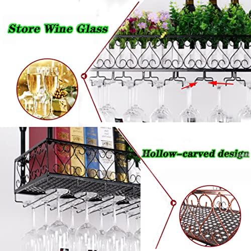 Industrial Black Metal Wine Glass Holder with Adjustable Shelves