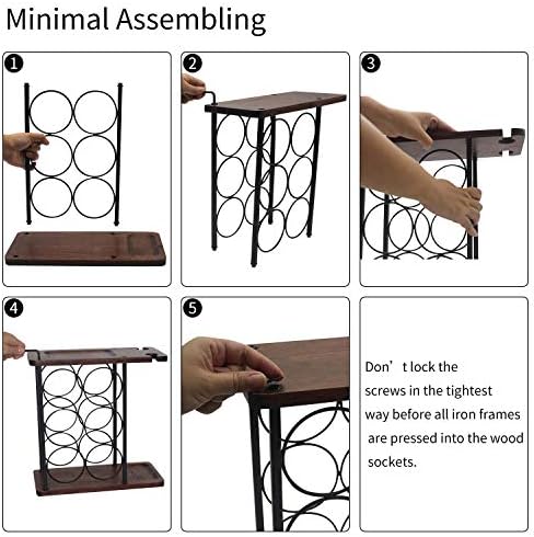 SASIDO Wooden Wine Rack with Tray and Glasses Holder