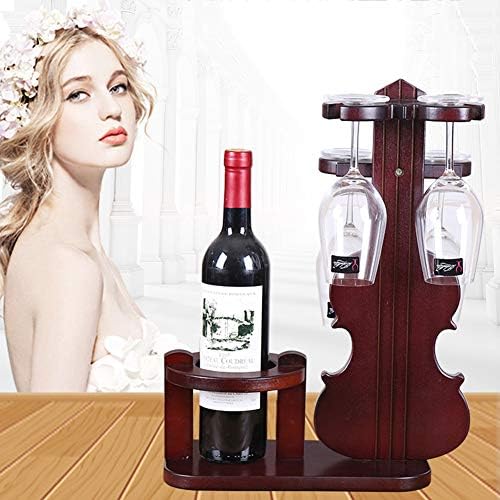 Creative Violin Wine Rack Wood Craft for Home Office