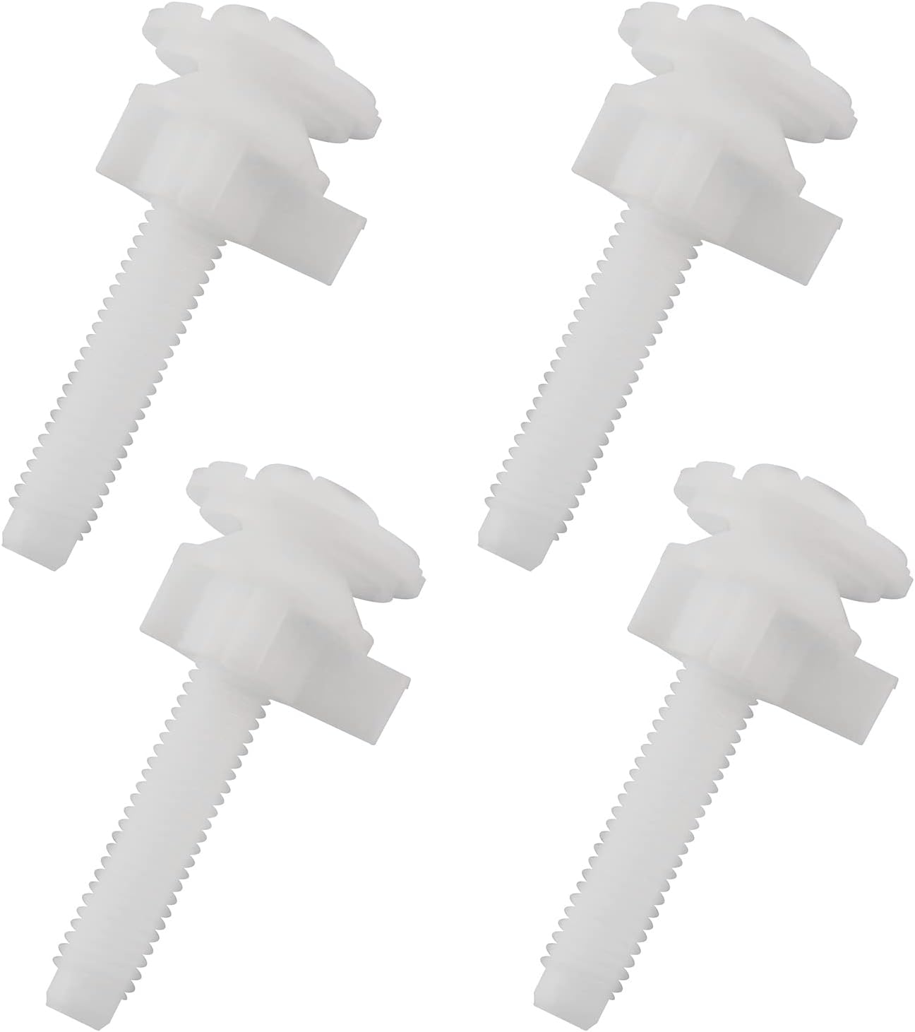 ZZLZX Toilet Seat Screws 4Set White Plastic Hinge Bolts with Nuts and Washers