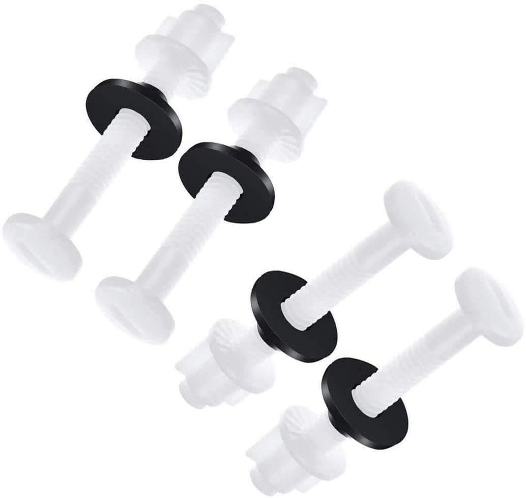 4 Pack Plastic Toilet Seat Hinge Bolts and Nuts