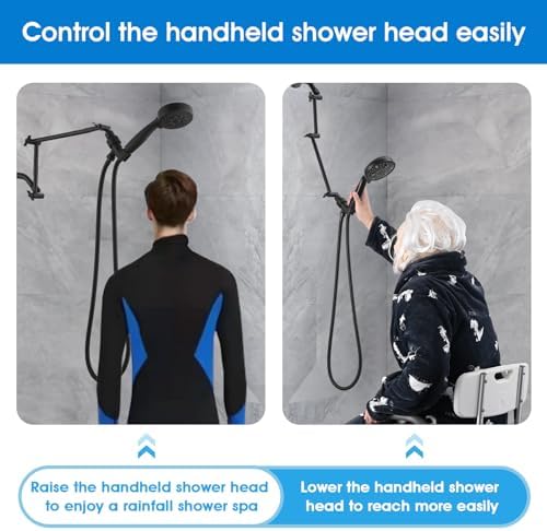 PDPBath 16 Inch Brass Shower Head Extension Arm with Lock Joints Matte Black