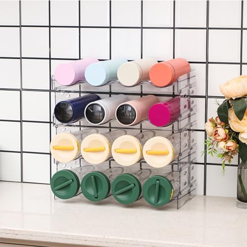 Yieach Clear Stackable Water Bottle Organizer 4 Pack