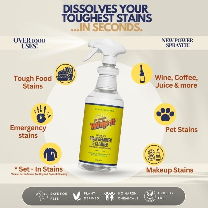 THE AMAZING WHIP-IT Multi Purpose Stain Remover 32 OZ 1