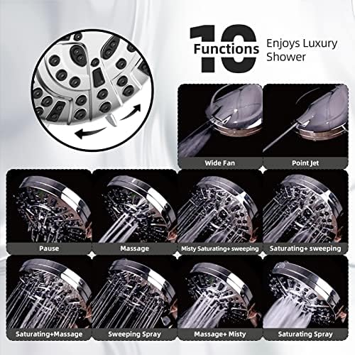 BESAQUO 10 Function High Pressure Handheld Shower Head