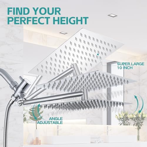 Nottia 10 Inch Rain Shower Head with Handheld Spray Combo