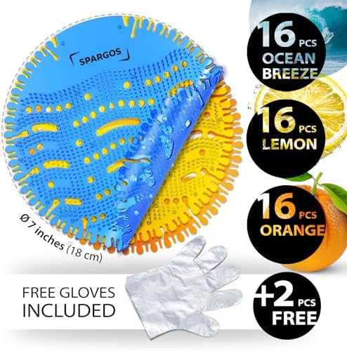 SPARGOS Urinal Deodorizer 50 Pack - Fresh 3D Wave Anti-Splash