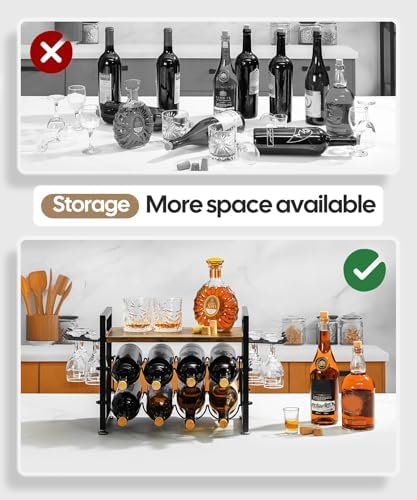 Vilaxing Countertop Wine Rack 8 Bottles 12 Glasses 1