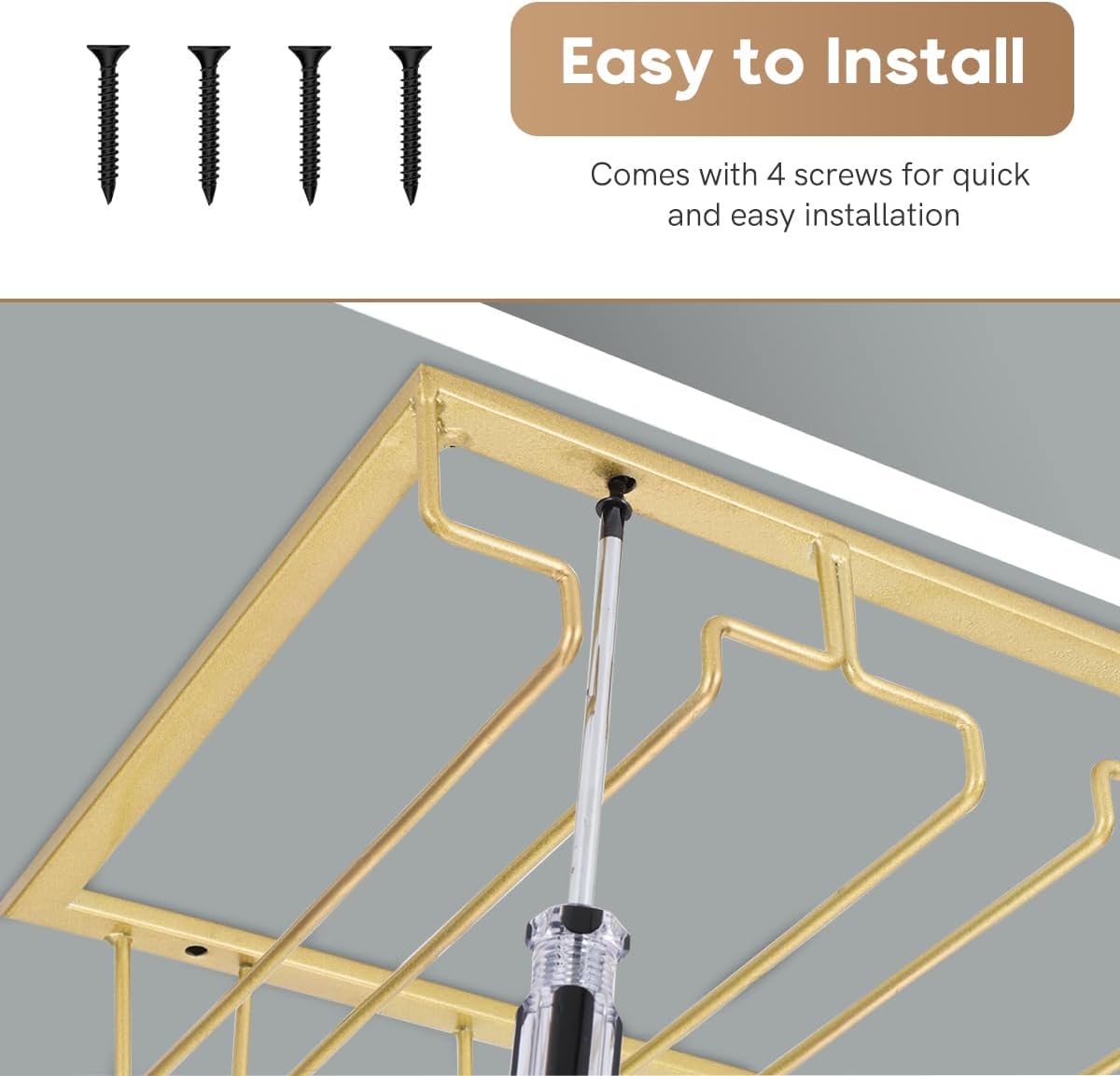 Xverycan 6 Row Wine Glass Rack Under Cabinet