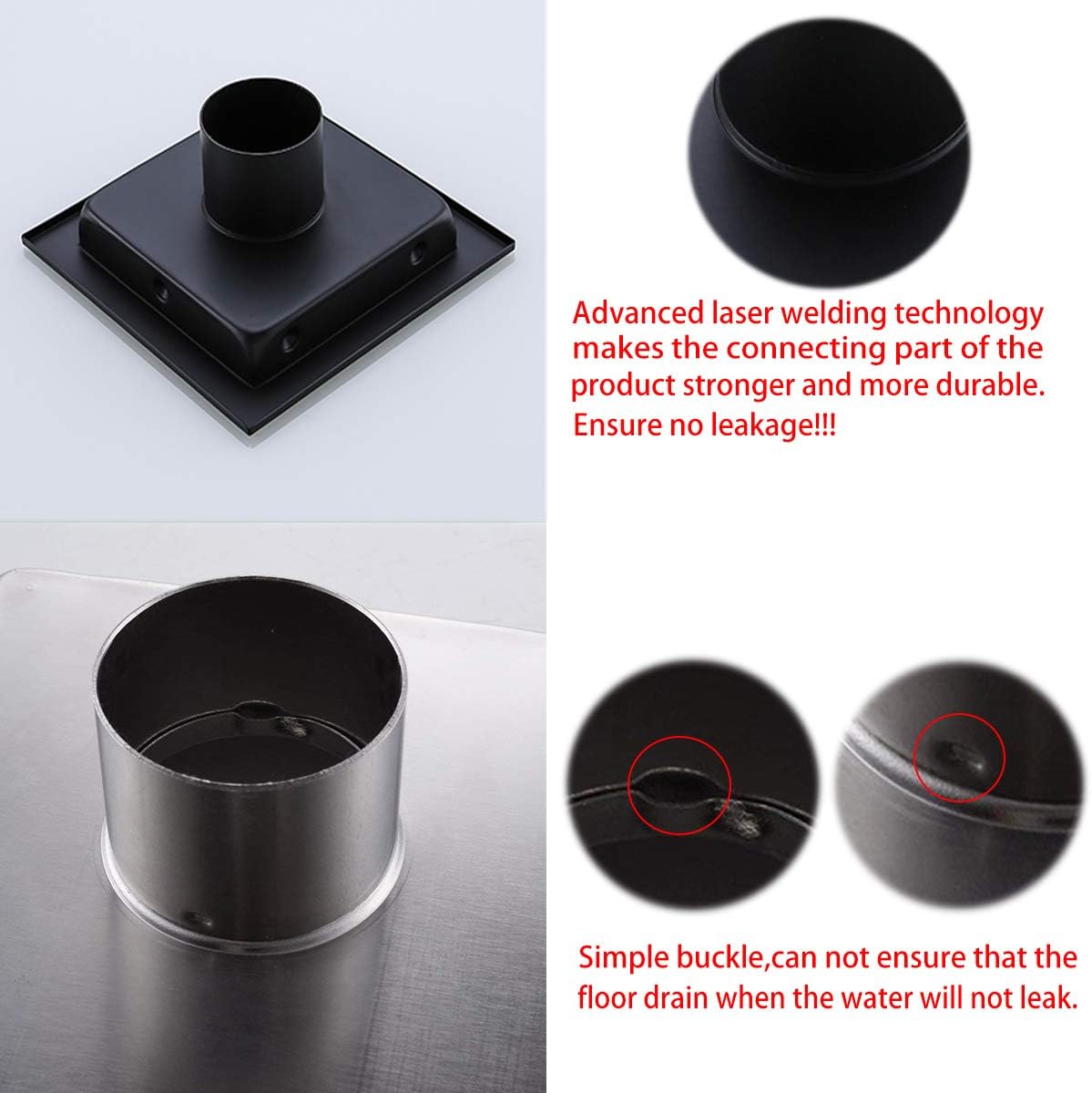RANDOM Matte Black 6 Inch Drain Cover with Tile Insert