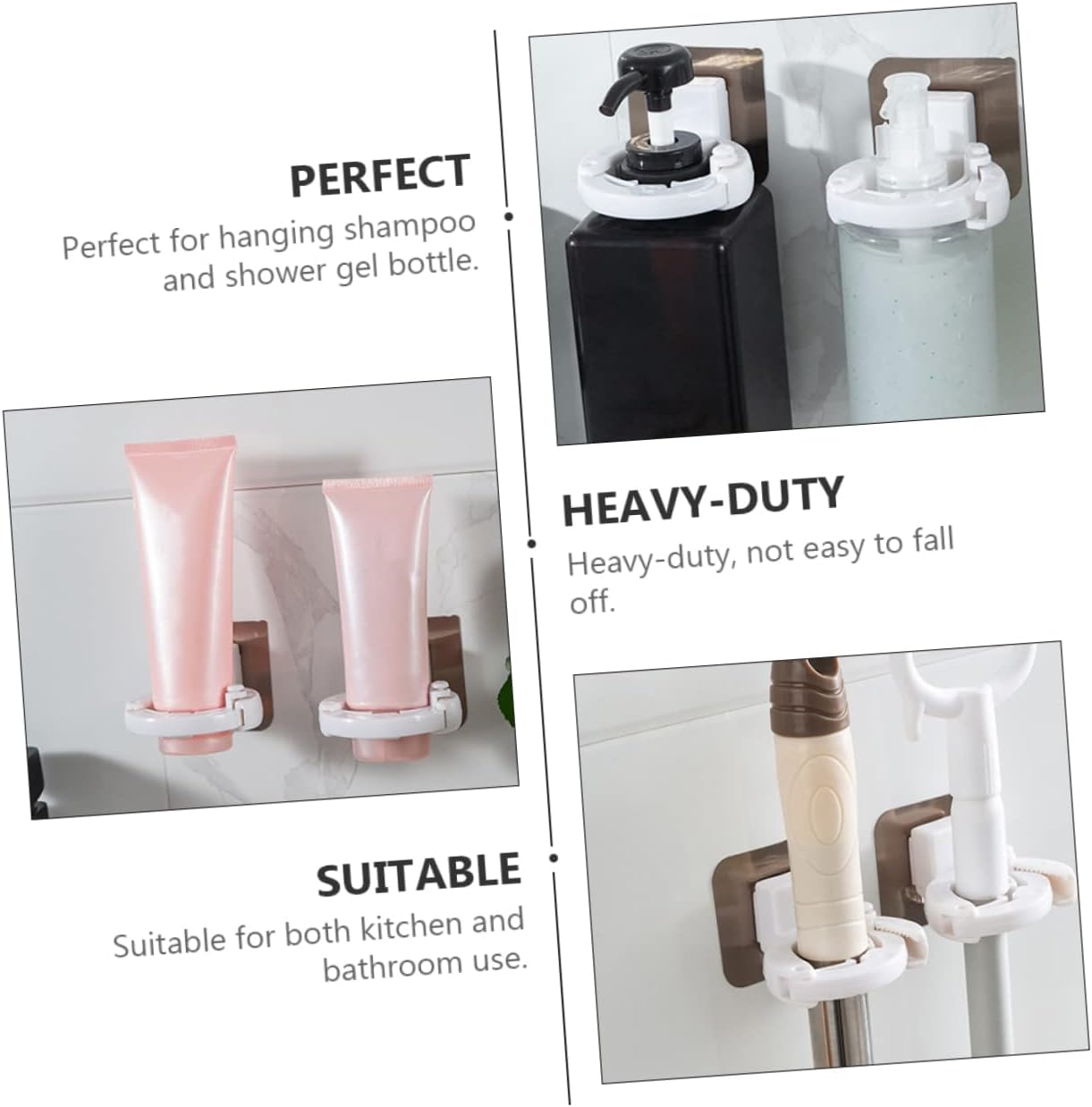 Ciieeo Wall Mounted Shampoo Gel Bottle Rack Adhesive No Holes