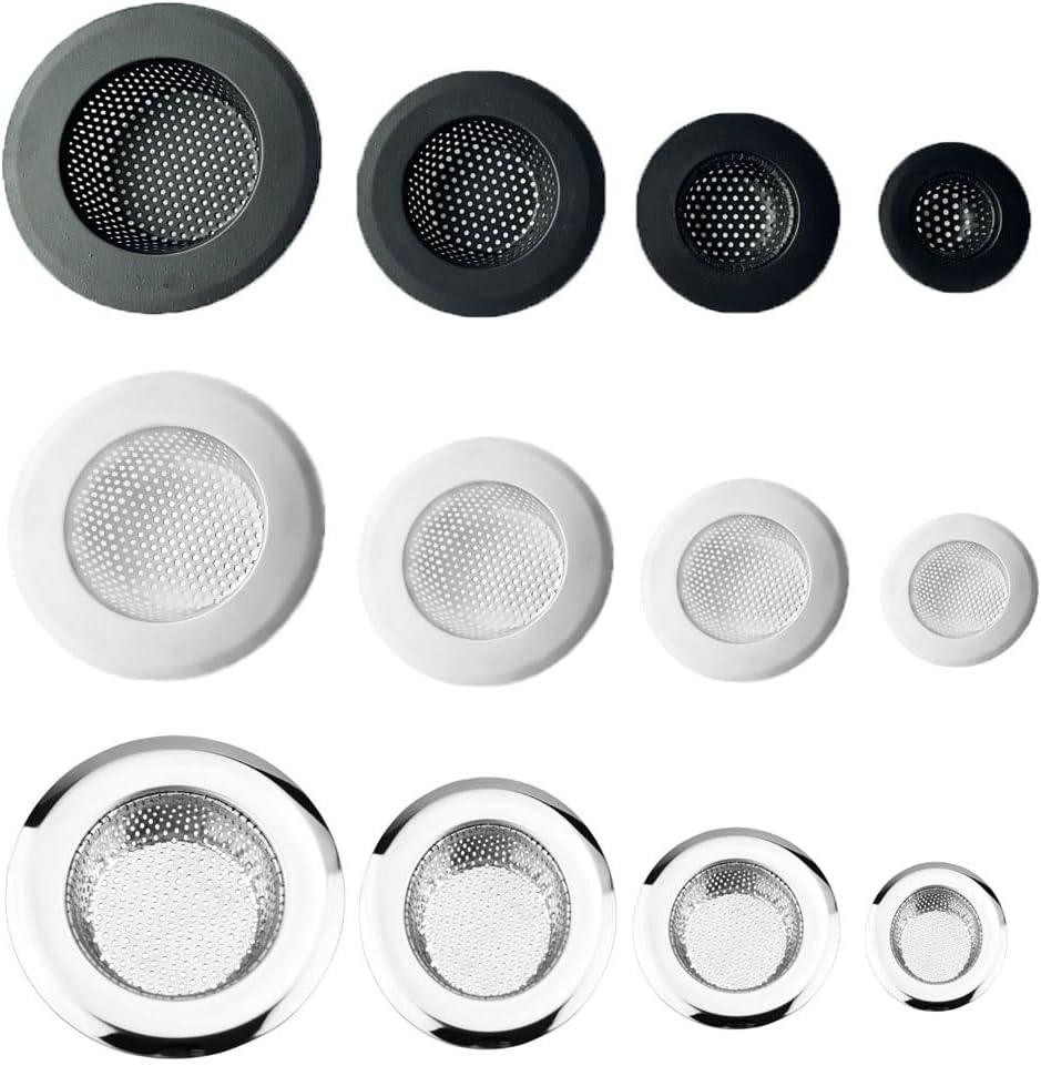 4PCS 304 Stainless Steel Drain Strainer Set with Silver Finish 35 Inch