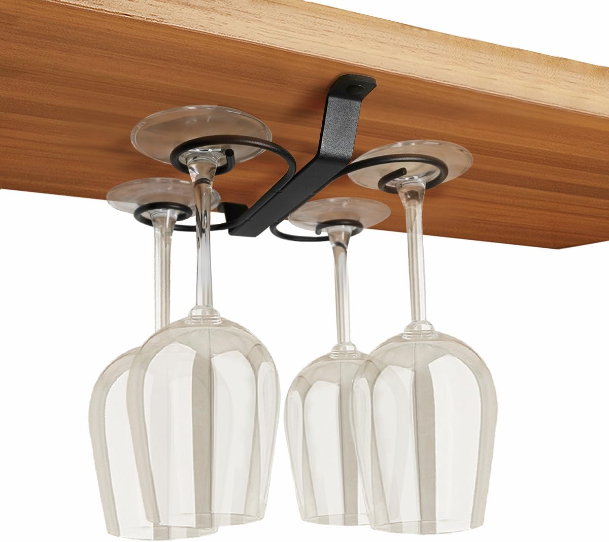 GeLive 9 Inch Under Cabinet Wine Glass Holder Organizer with 4 Hooks