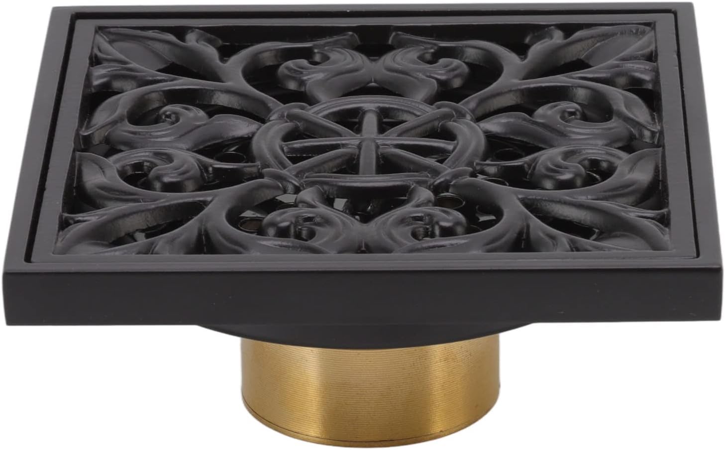Square Shower Floor Drain with Removable Cover Matte Black 4 Inch