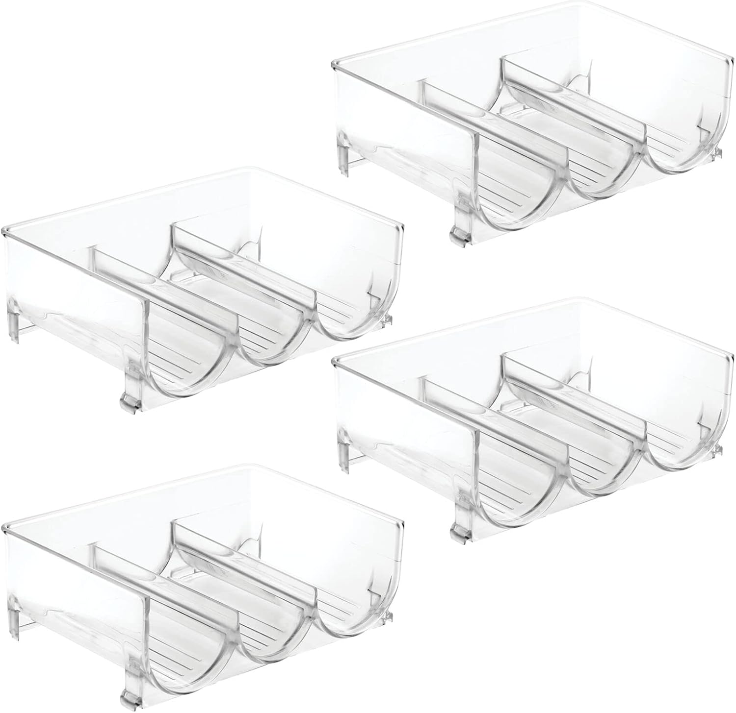 mDesign Clear Stackable 3 Bottle Holder - 4 Pack