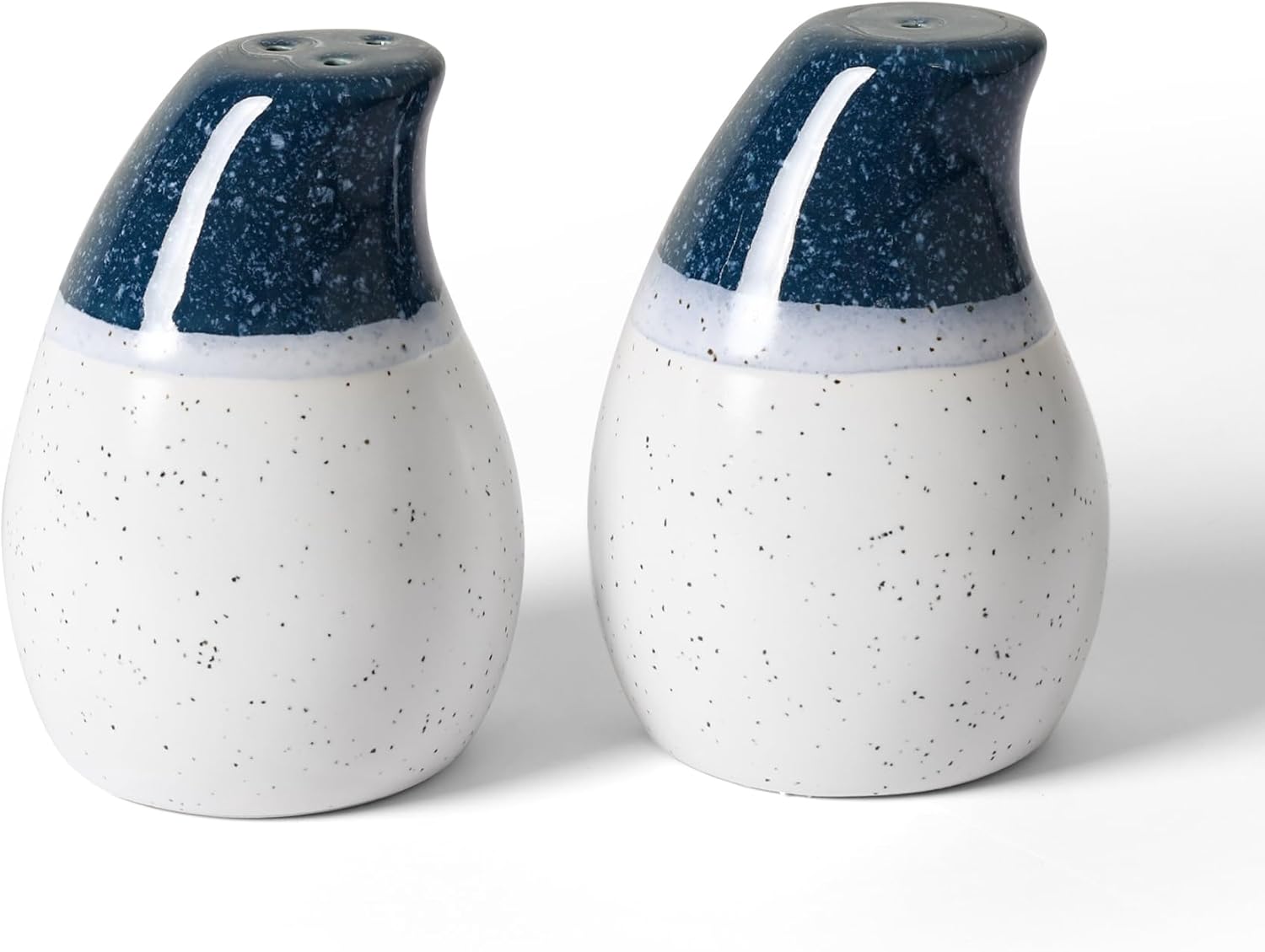 ZEBERBO Ceramic Salt Pepper Shaker Set - Blue White Farmhouse Style