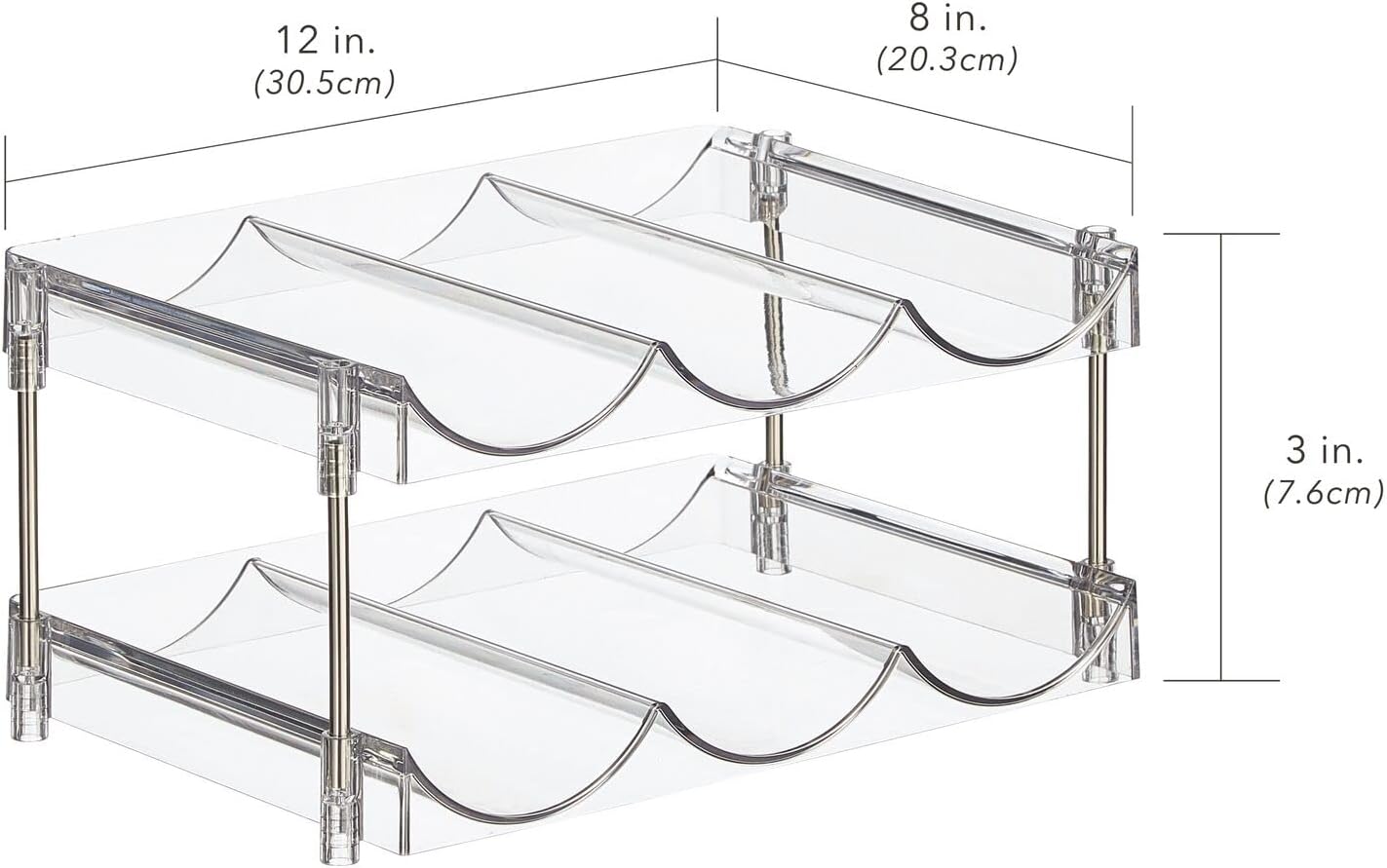 Nate Home 6-Bottle Organizer Set of 2 Clear Stainless Steel