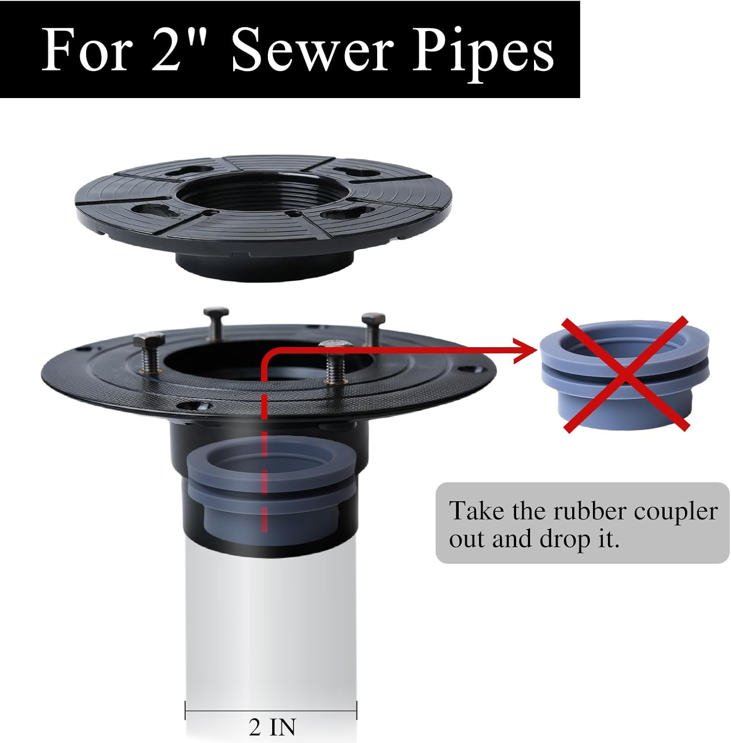 4 Inch Square Drain with Flange and Removable Cover