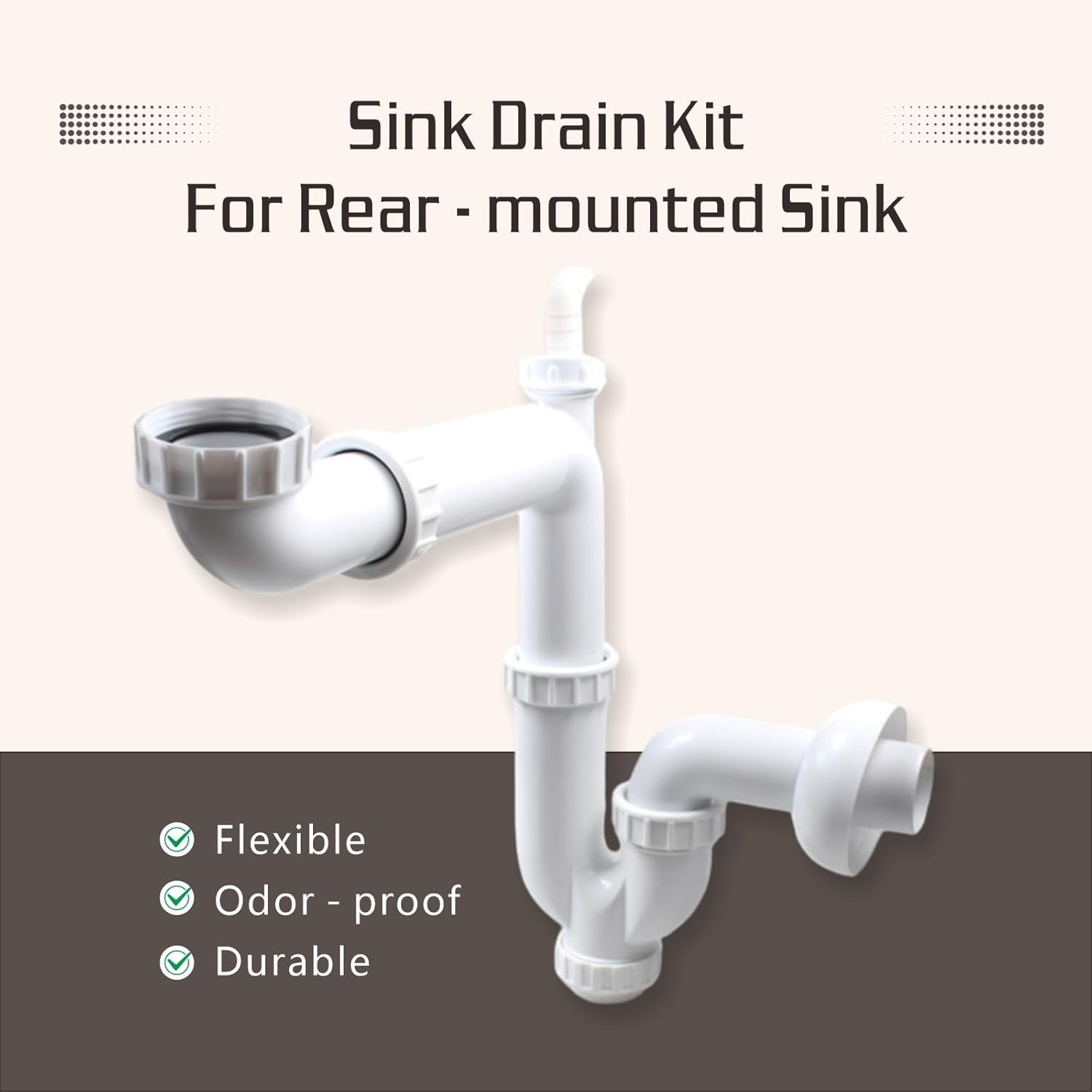 Universal Sink Drain Kit with P Trap for Kitchen and Bathroom White