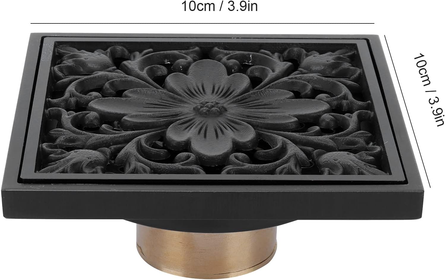 Hapivida Antique Black Square Floor Drain with Strainer