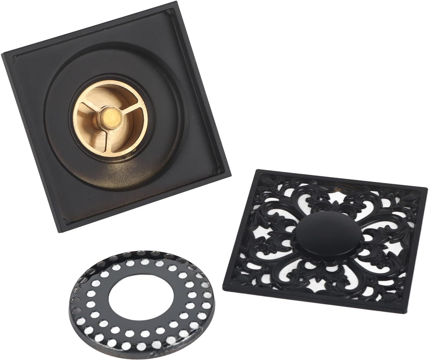 4x4 Inch Square Shower Floor Drain in Antique Style