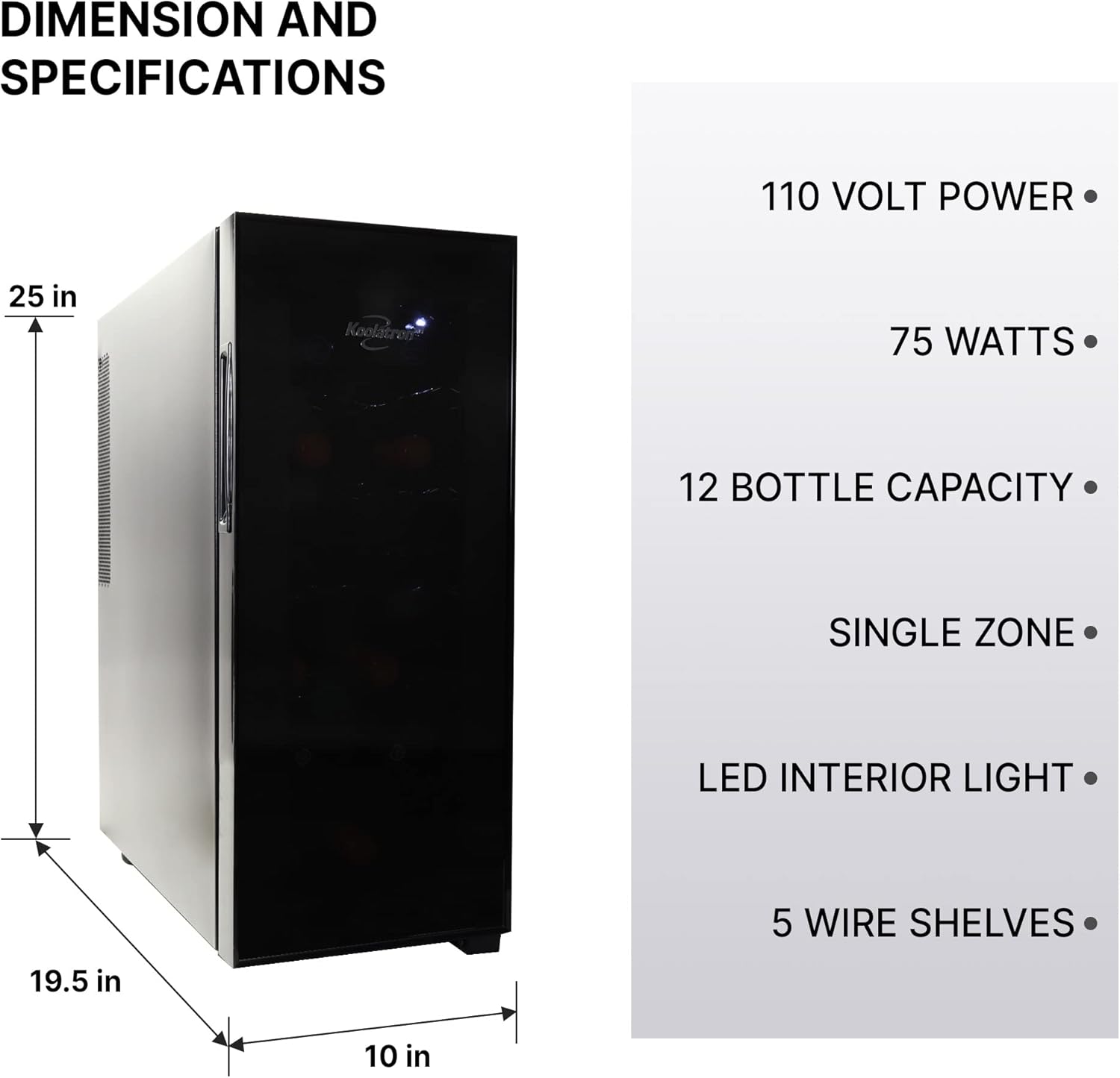 Koolatron 12 Bottle Wine Fridge - Freestanding Cellar