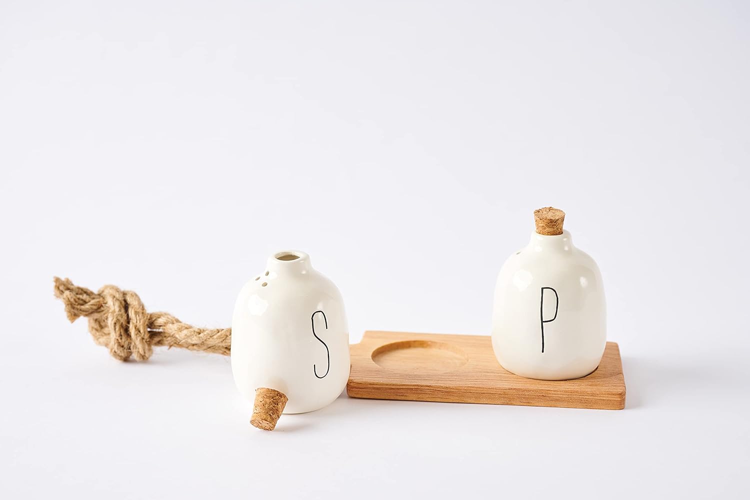 Mud Pie Bistro Basic Ceramic Salt Pepper Shaker Set with Board