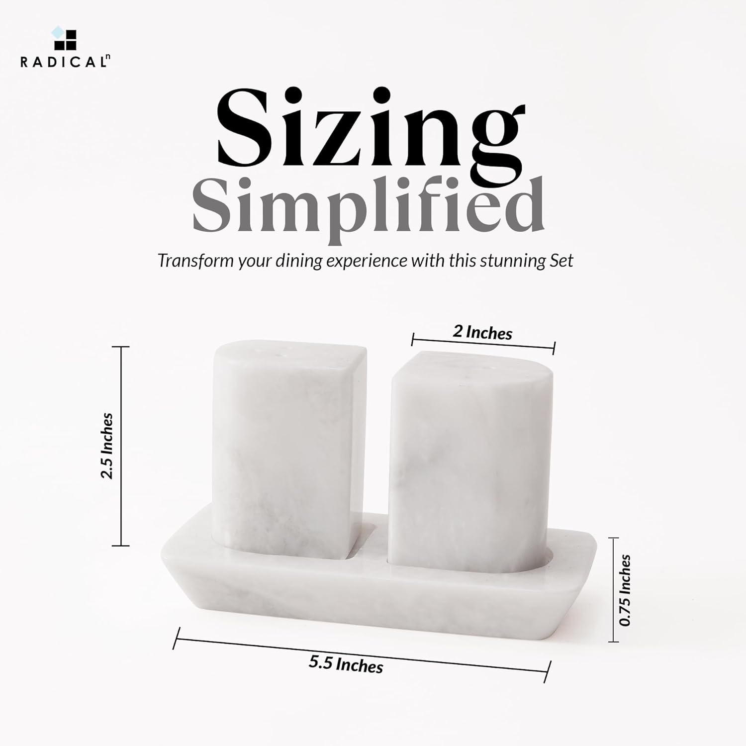 Radicaln Marble Salt and Pepper Shakers Set of 2 with Tray