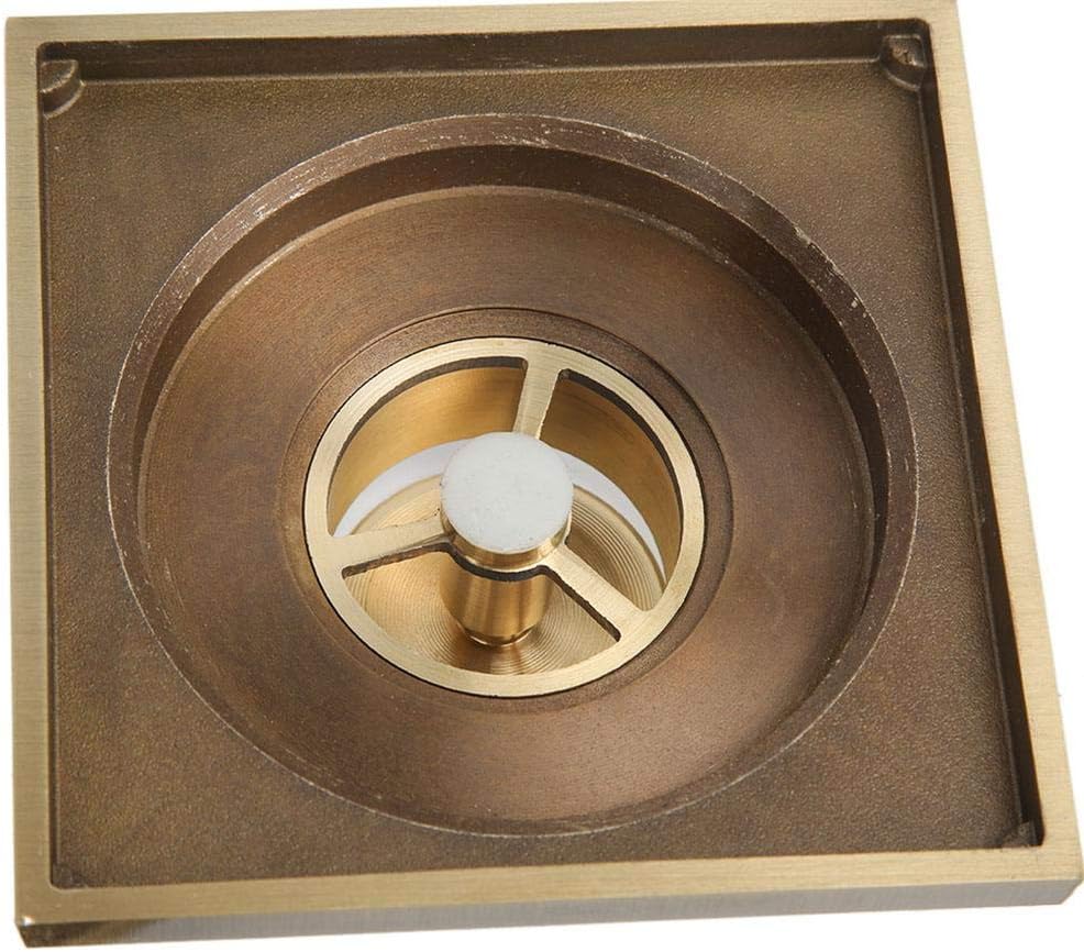 Yosoo Antique Brass Shower Floor Drain with Flower Carving