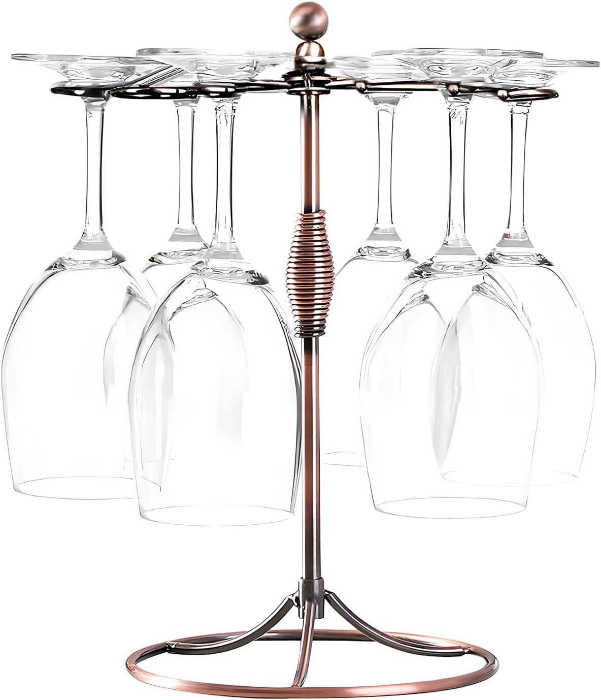 GeLive Bronze Wine Glass Holder Stand 6 Hooks Antiqued Artistic Style
