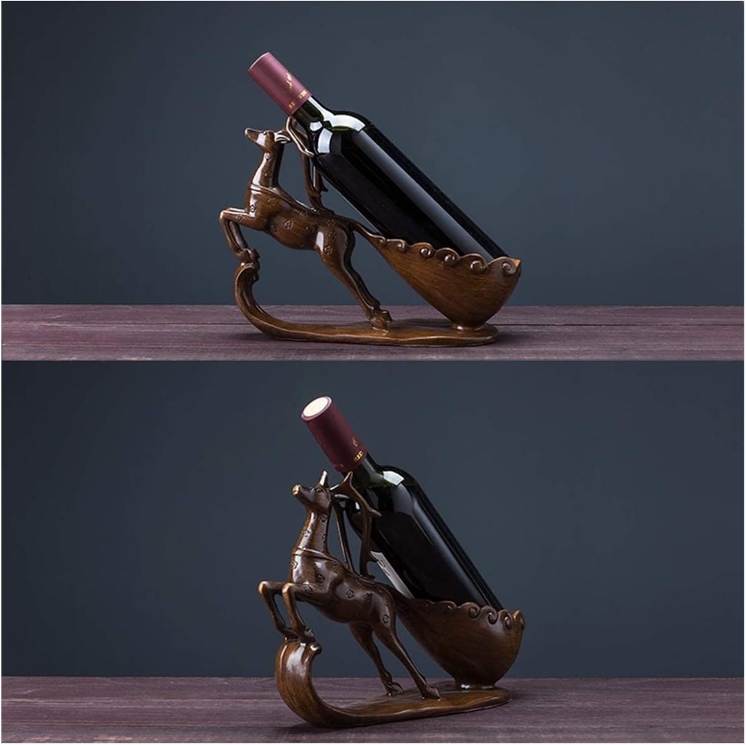 ALDEPO Elk Shaped Wine Rack Resin Counter Decor