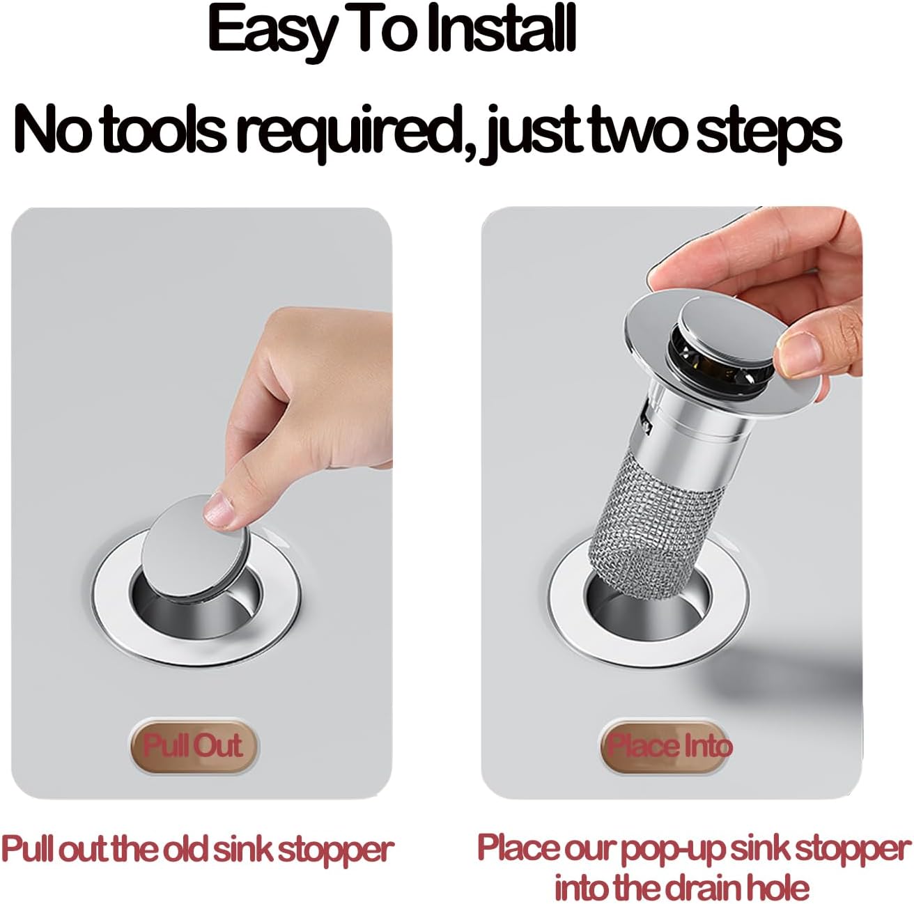 Zehhe Pop Up Sink Drain Strainer with Stainless Steel Basket