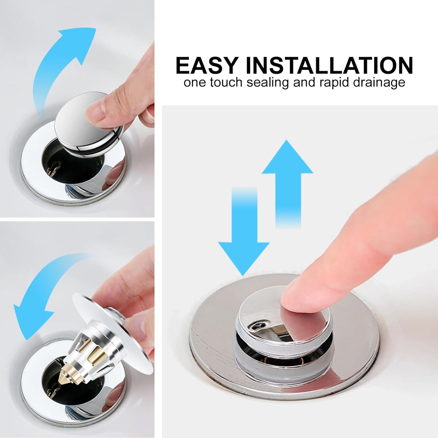 Universal Brass Sink Stopper with Hair Catcher