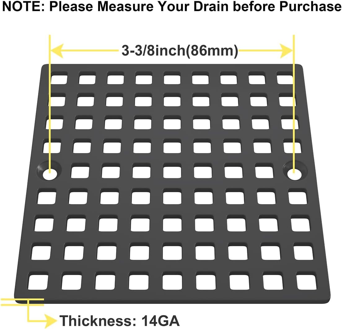 Yaseingoo 2PC 4 Inch Matte Black Shower Drain Cover