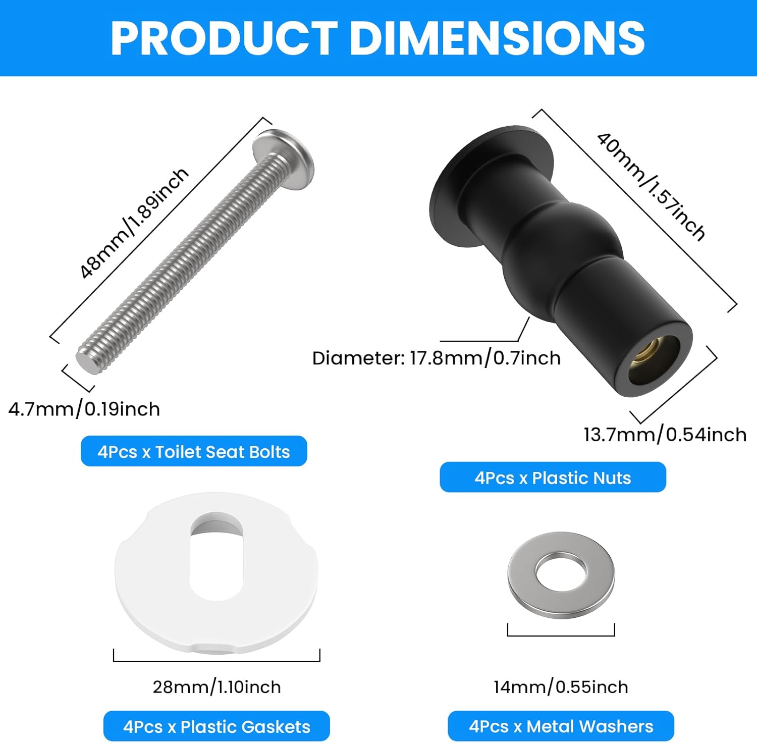 SDTC Tech Toilet Seat Hinge Bolt Set 6 Pack