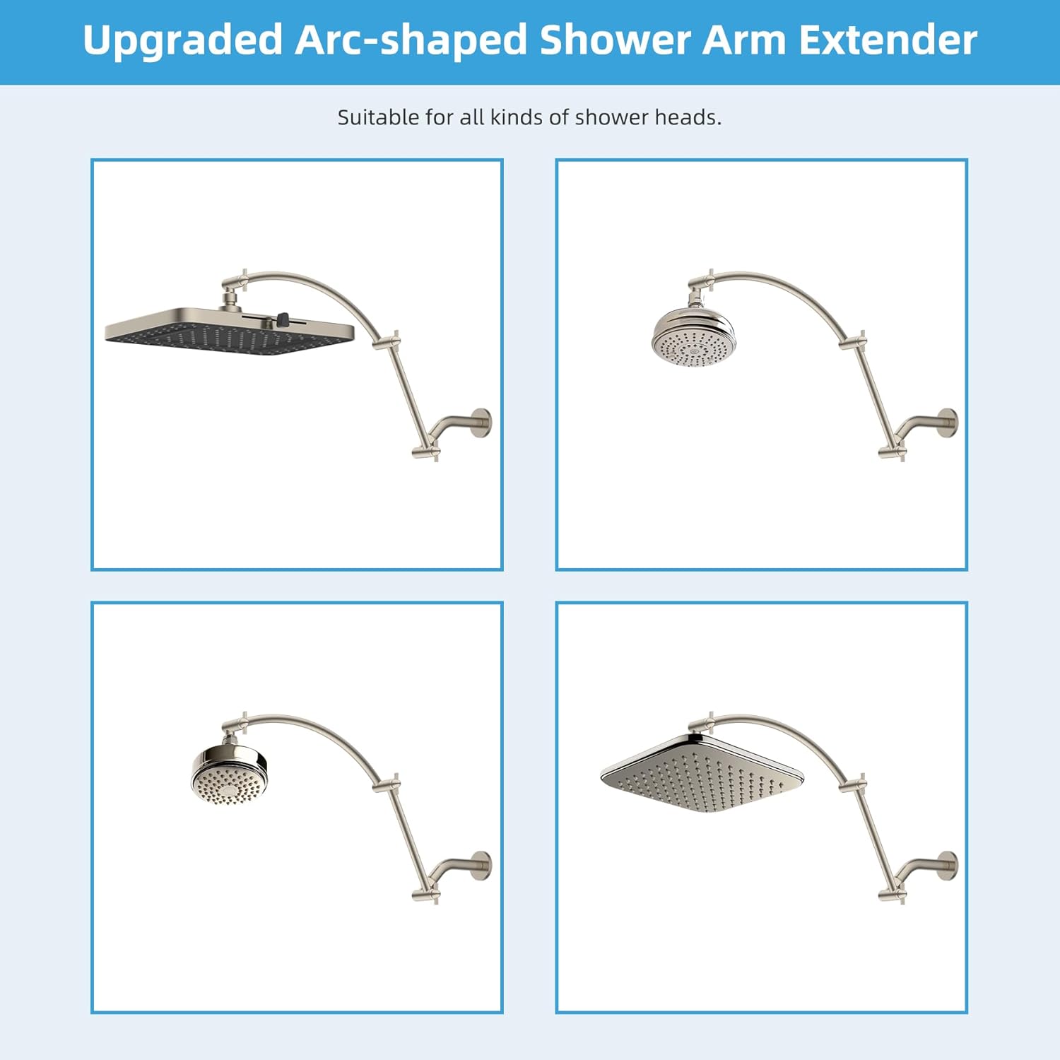 Hibbent 20 All Metal Adjustable Shower Arm