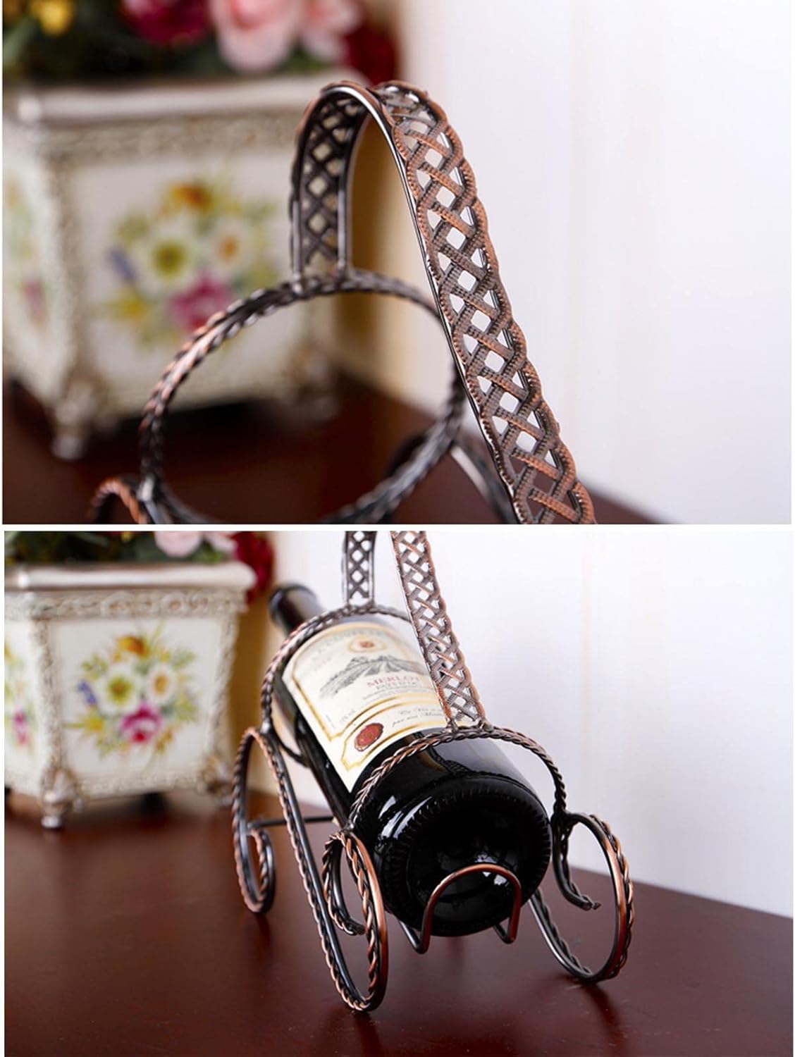 JUSHZ Iron Wine Rack Elegant Home Decor