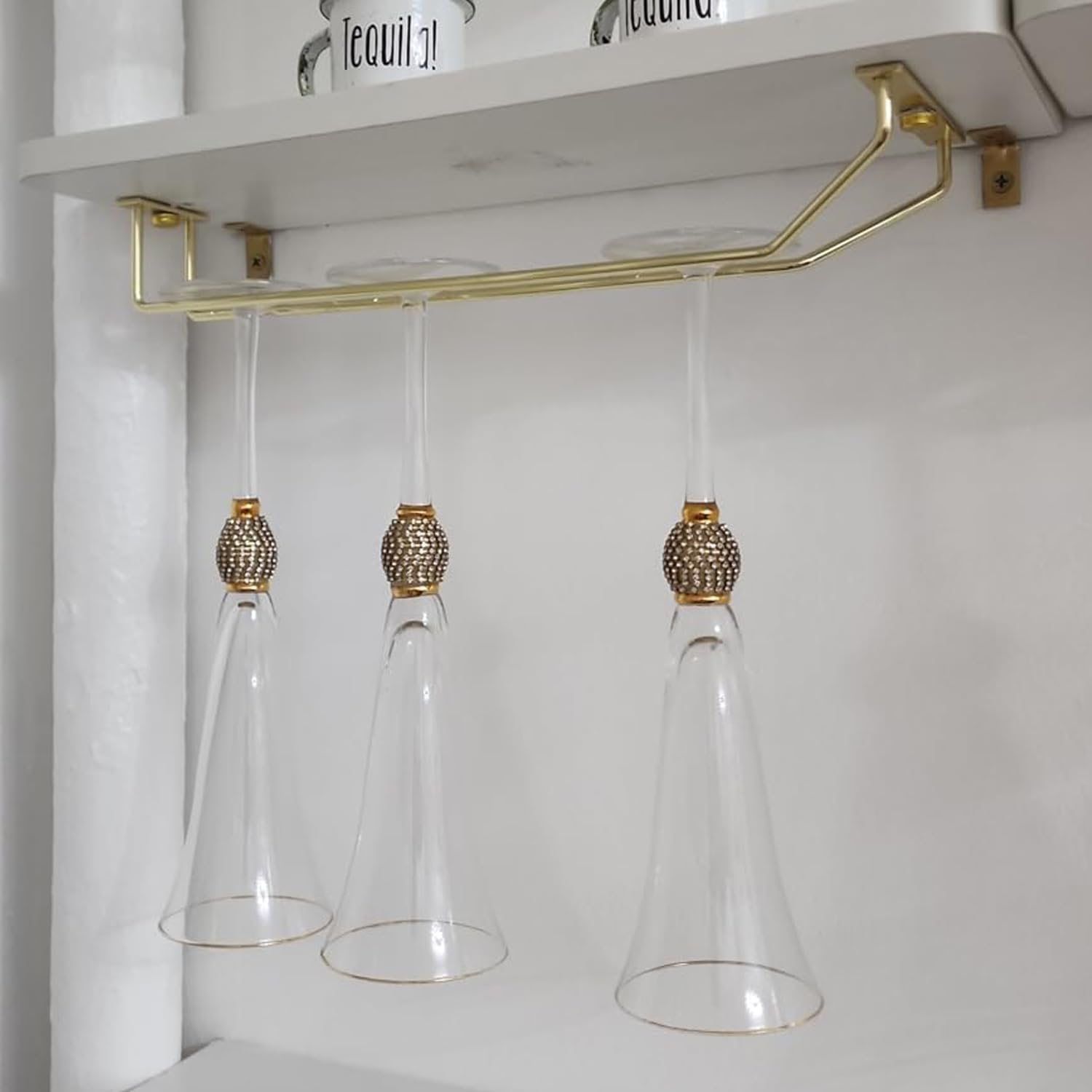 RedDreamer 14-Inch Gold Wine Glass Rack Set of 4