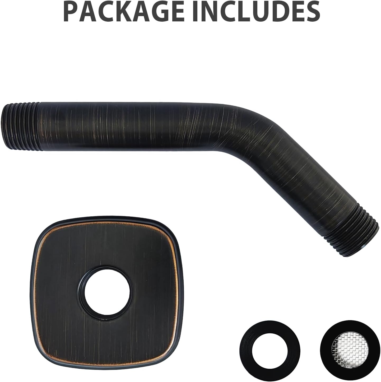 Oil Rubbed Bronze Angled Shower Arm with Flange 6 Inch 1